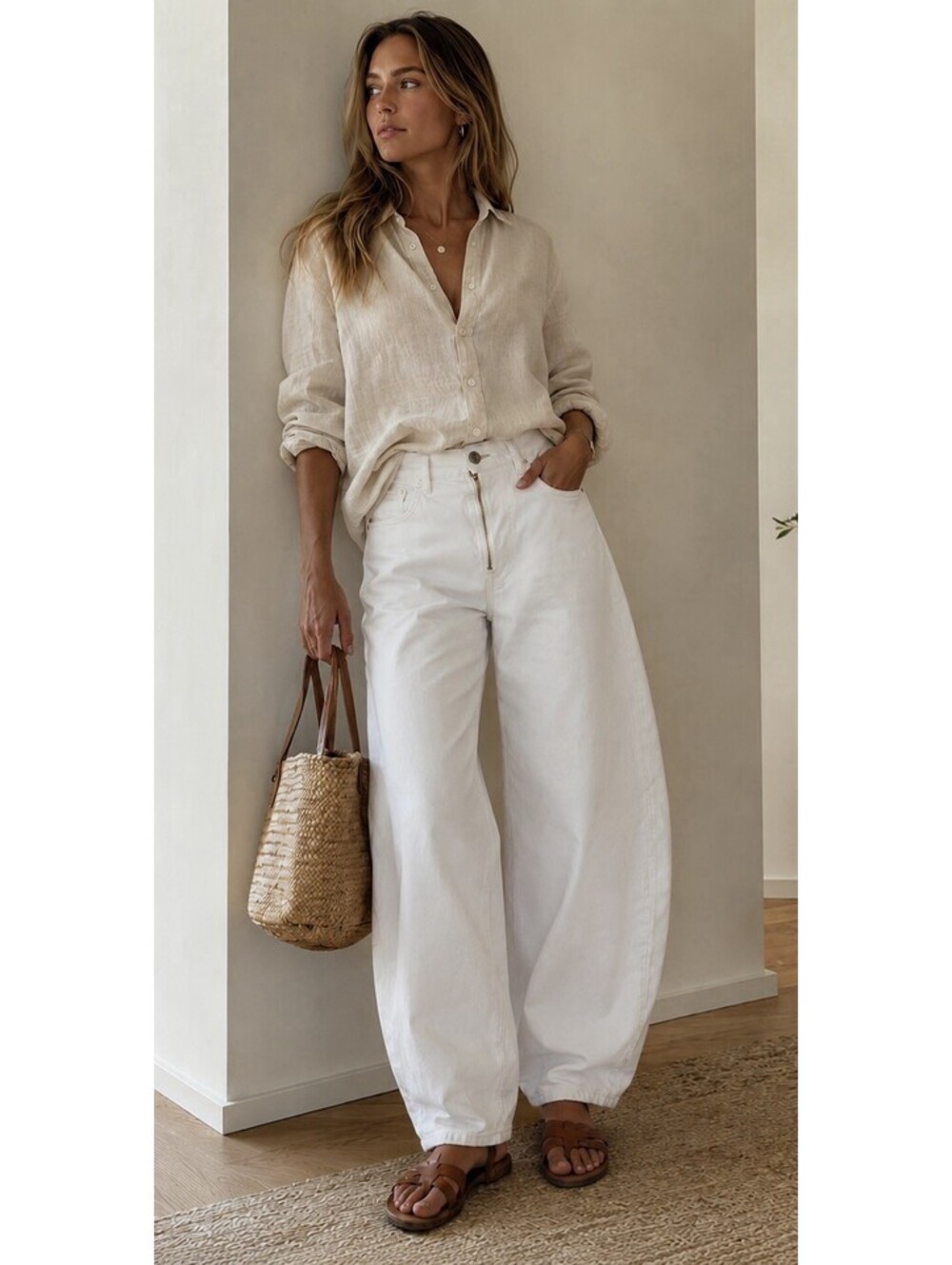 COH Calista Exposed Zip Curve Barrel Leg Marshmallow Jeans- 27 NWT Quiet Luxury